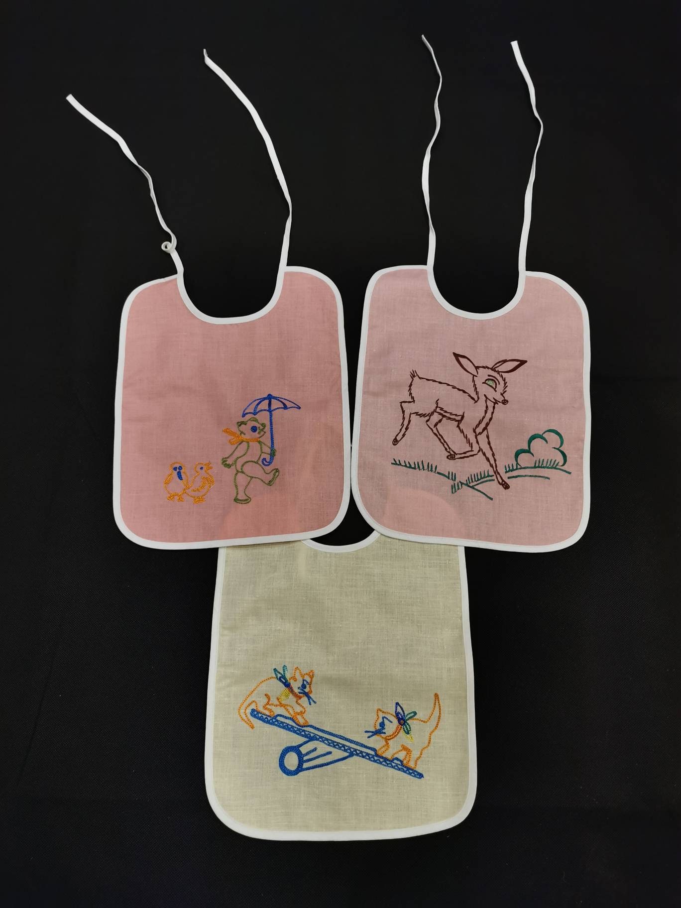 3 Teiliges Baby Baumwolle Bestickt Lätzchen Babylatz Taufe Latz Handarbeit Pastell von Etsy - Landmum