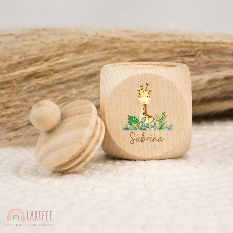 Zahndose Personalisiert Giraffe, Milchzahndose Mit Name, Aus Holz, Dose Milchzähne, Schraubverschluss, Zahnfee, Uv-Druck von Etsy - Larifee