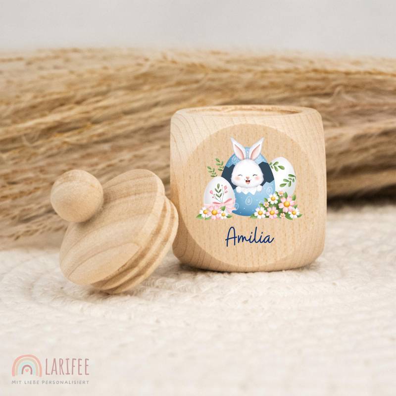 Zahndose Personalisiert Mit Oster-Motiv, Milchzahndose Name, Aus Holz, Dose Milchzähne, Schraubverschluss, Uv-Druck von Etsy - Larifee