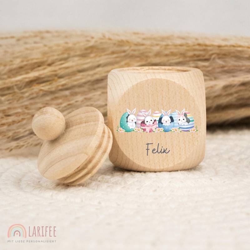 Zahndose Personalisiert Mit Oster-Motiv, Milchzahndose Name, Aus Holz, Dose Milchzähne, Schraubverschluss, Uv-Druck von Etsy - Larifee