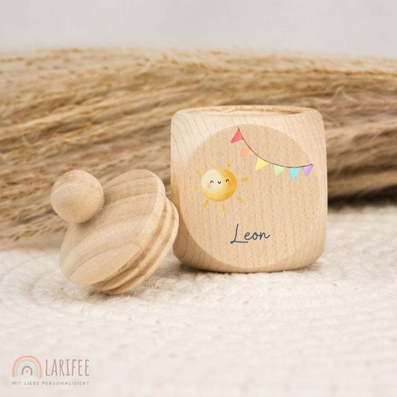 Zahndose Personalisiert Mit Sonne, Milchzahndose Name, Aus Holz, Dose Milchzähne, Schraubverschluss, Zahnfee, Uv-Druck von Etsy - Larifee