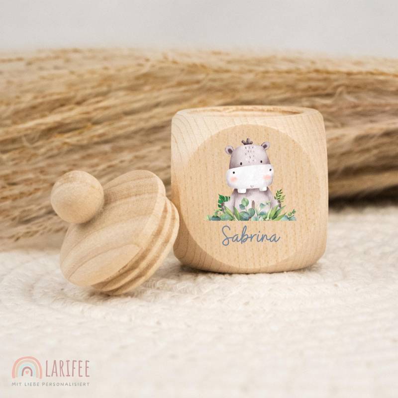 Zahndose Personalisiert Nilpferd, Milchzahndose Mit Name, Aus Holz, Dose Milchzähne, Schraubverschluss, Zahnfee, Uv-Druck von Etsy - Larifee