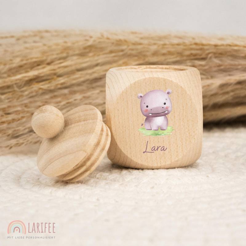 Zahndose Personalisiert Nilpferd, Milchzahndose Mit Name, Aus Holz, Dose Milchzähne, Schraubverschluss, Zahnfee, Uv-Druck von Etsy - Larifee
