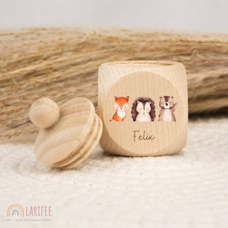 Zahndose Personalisiert Waldtiere, Milchzahndose Mit Name, Aus Holz, Dose Milchzähne, Schraubverschluss, Zahnfee, Uv-Druck von Etsy - Larifee