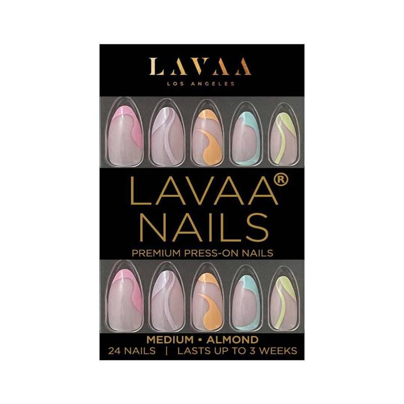 Pastel Dreams Press-On Nails | Medium Almond Pastell Swirl Nägel Salonqualität Und Wiederverwendbar Lava Schönheit von Etsy - LavaaBeauty