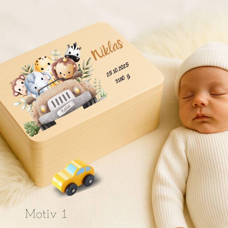 Geburtsbox Baby Personalisiert, Erinnerungskiste Holz Größe M, Geschenk Zur Geburt Mit Name, Andenkenbox Baby, Taufgeschenk von Etsy - LazyCatClubDesign