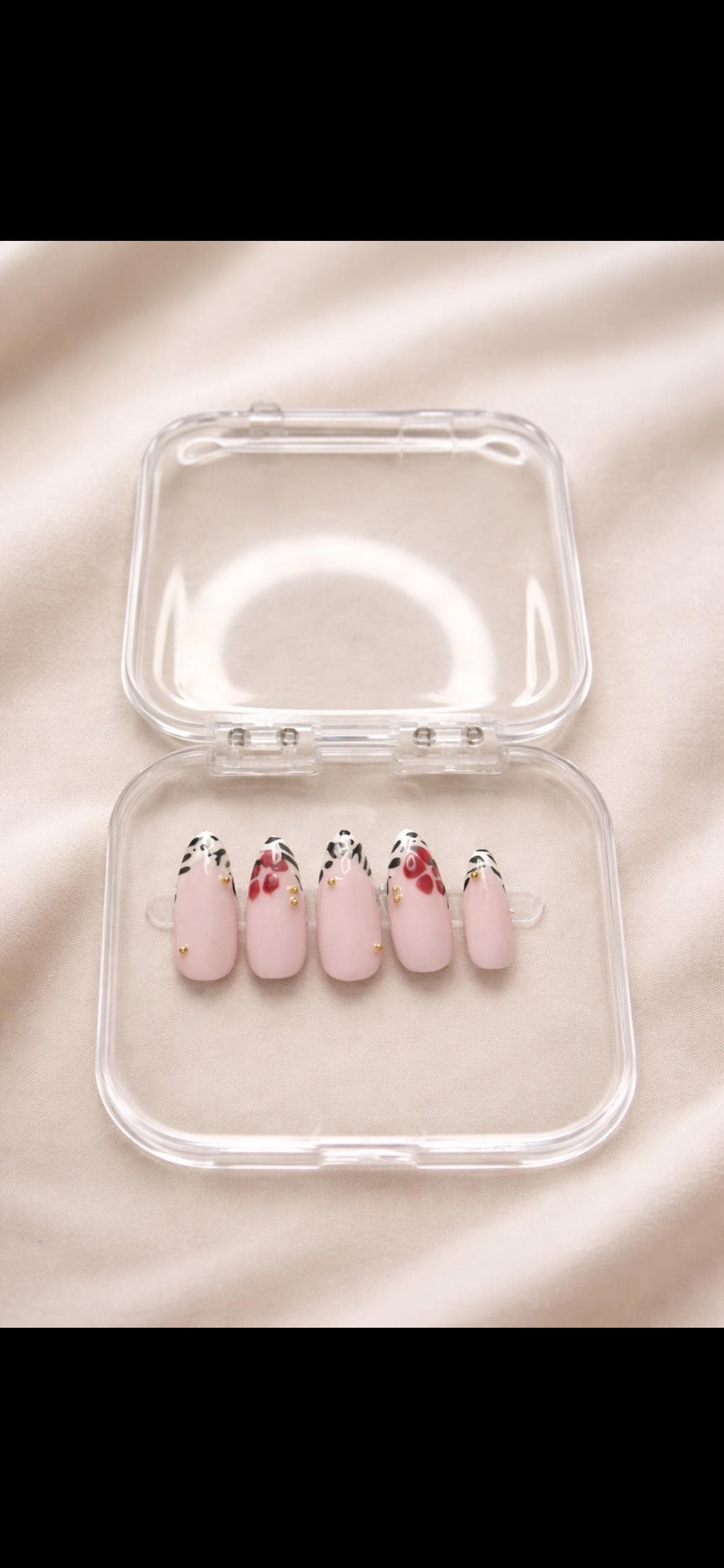Short Almond Press On Nails - Pink Floral Fake Nails, Handmade Glue Cute Spring Nail Set von Etsy - LeaNailsShop