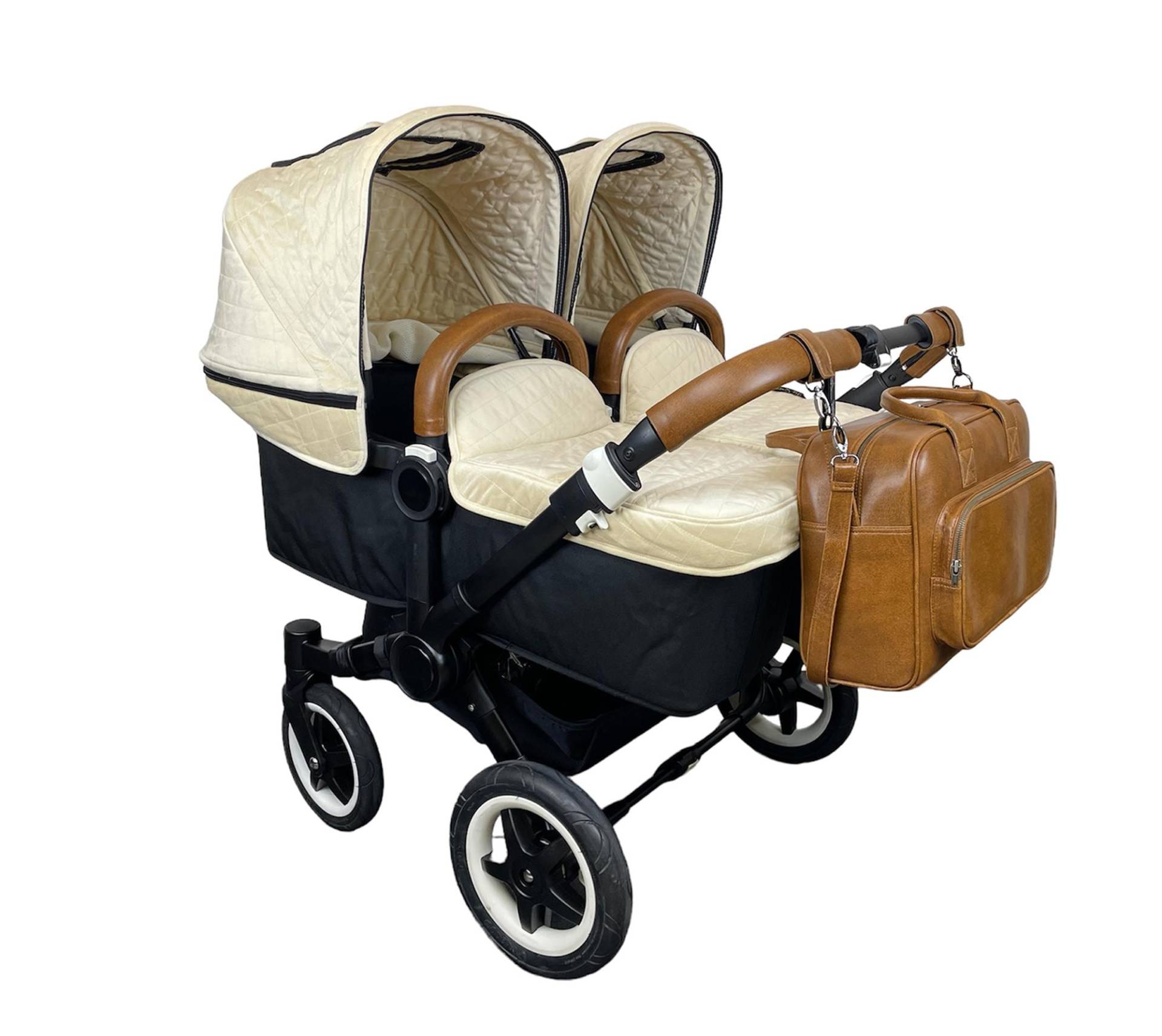 Bugaboo-Lenkerabdeckungen X2 Für Donkey Im Schlichten Lederstil Mit Echtem Leder von Etsy - LeatherPramReCovers
