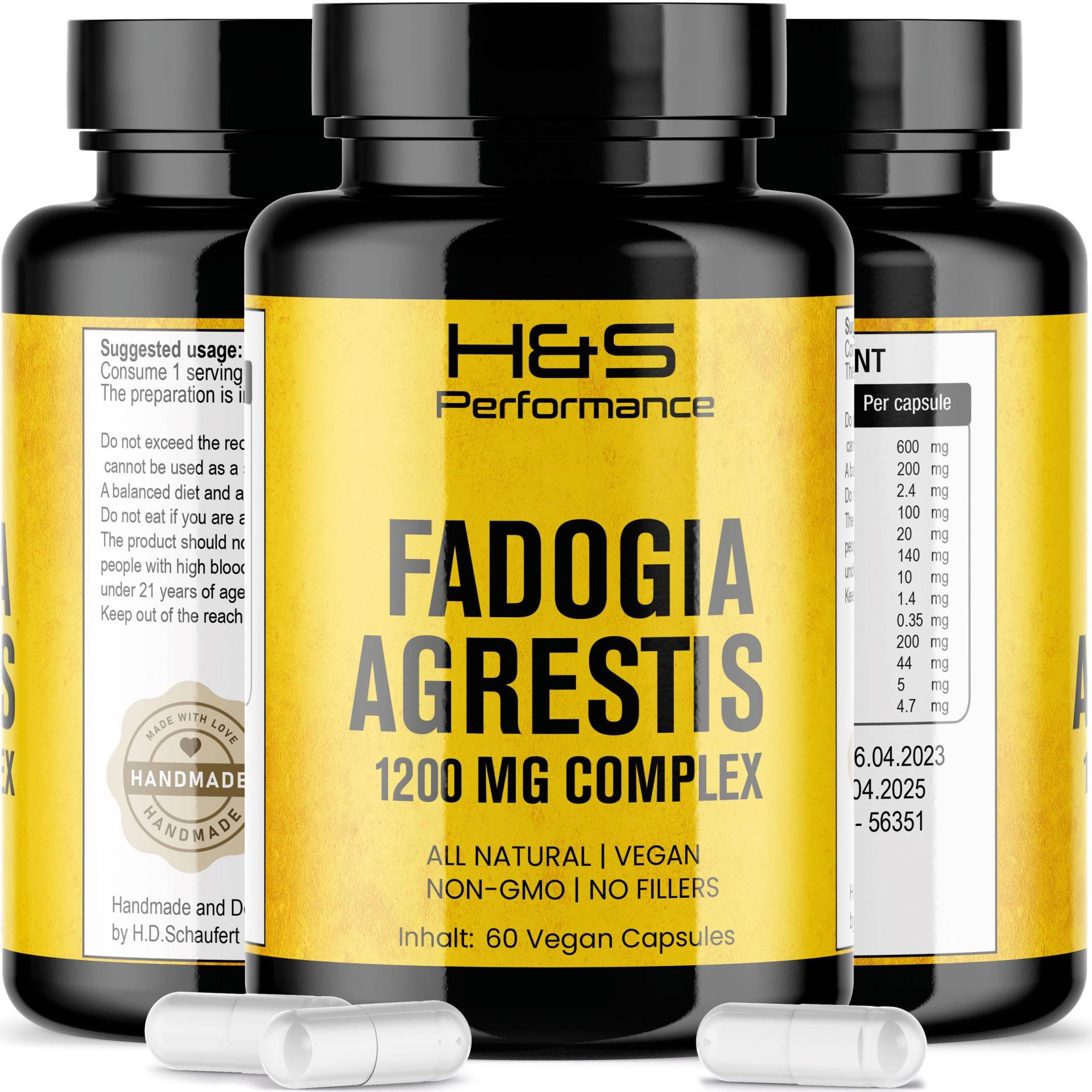 Fadogia Agrestis 1200Mg + Ashwagandha Ginseng Guarana | 60 Vegan Capsules Handmade Plant Complex No Additives Germany von Etsy - Lederstoff