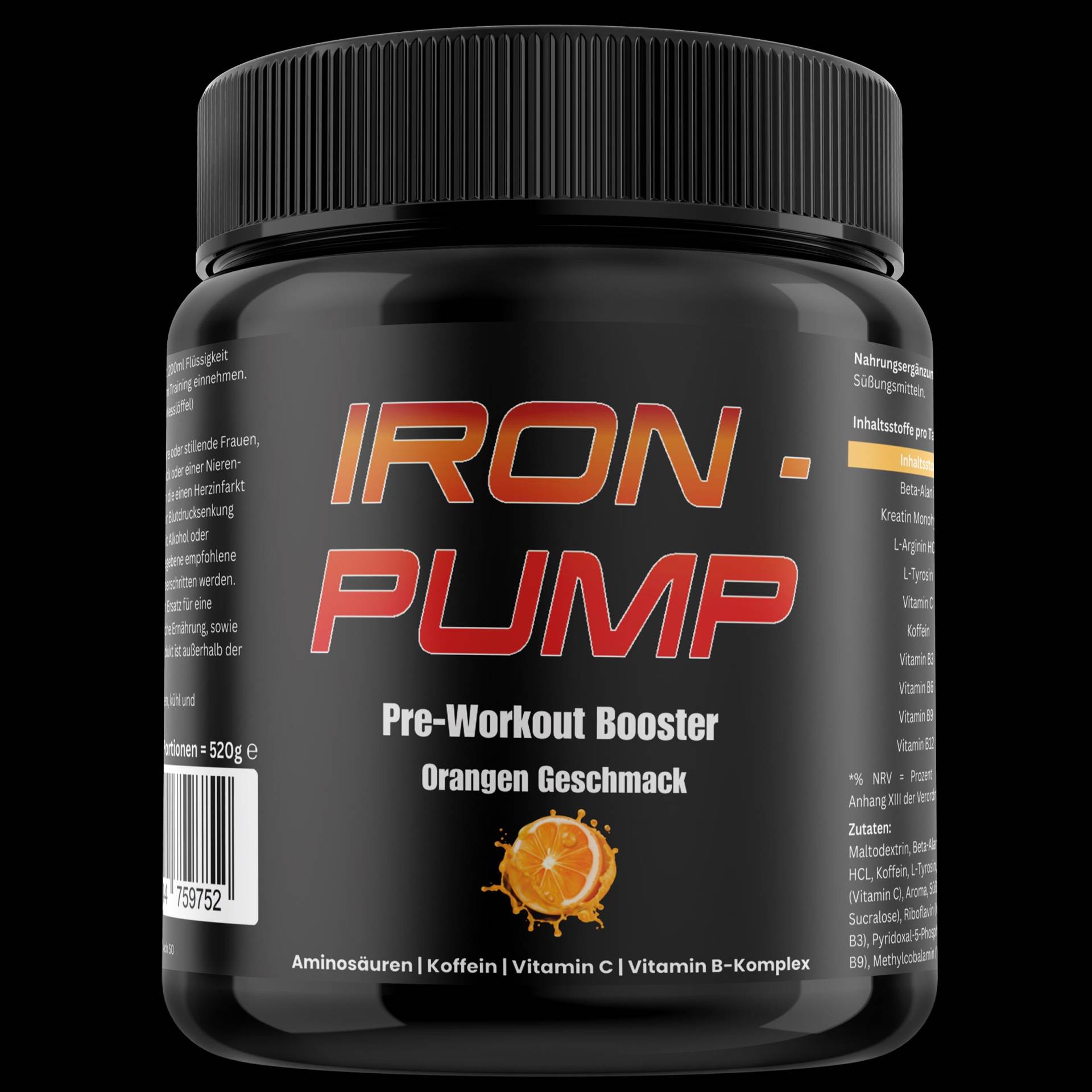 Iron Pump Pre-Workout Booster - Training Energie & Fokus | 80 Portionen Koffein, Kreatin, Beta-Alanin Made in Germany von Etsy - Lederstoff