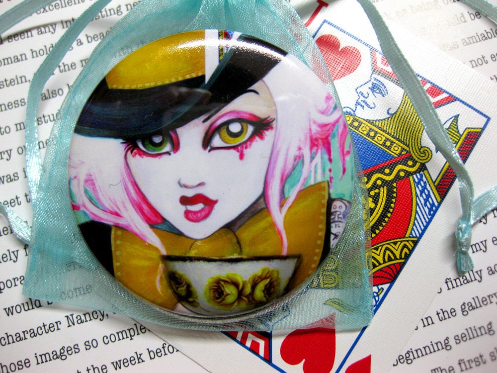 Mad Hatter Girl Taschenspiegel Wunderland Kunst von Etsy - LeilaniJoyArt