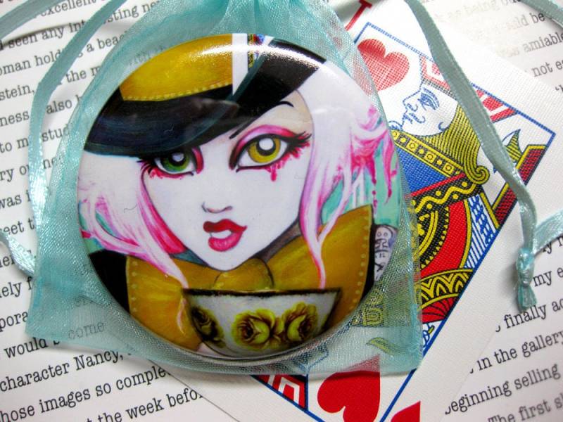 Mad Hatter Girl Taschenspiegel Wunderland Kunst von Etsy - LeilaniJoyArt