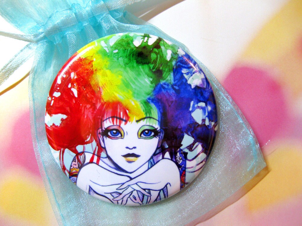 Spektren Regenbogen Haarmädchen Schmink Taschenspiegel von Etsy - LeilaniJoyArt