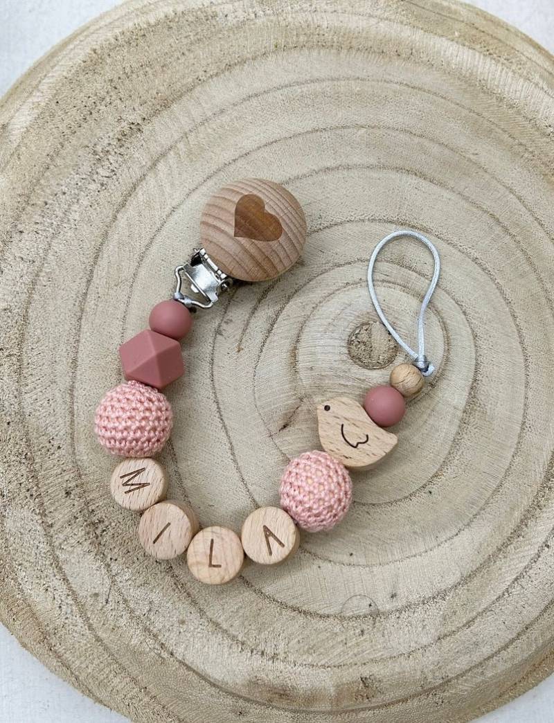 Schnullerkette Mit Namen Für Mädchen in Rosa | Personalisierte Babygeschenke Holz & Silikon Geschenk Zur Geburt Oder Taufe Handgemacht von Etsy - LemonandCocoa