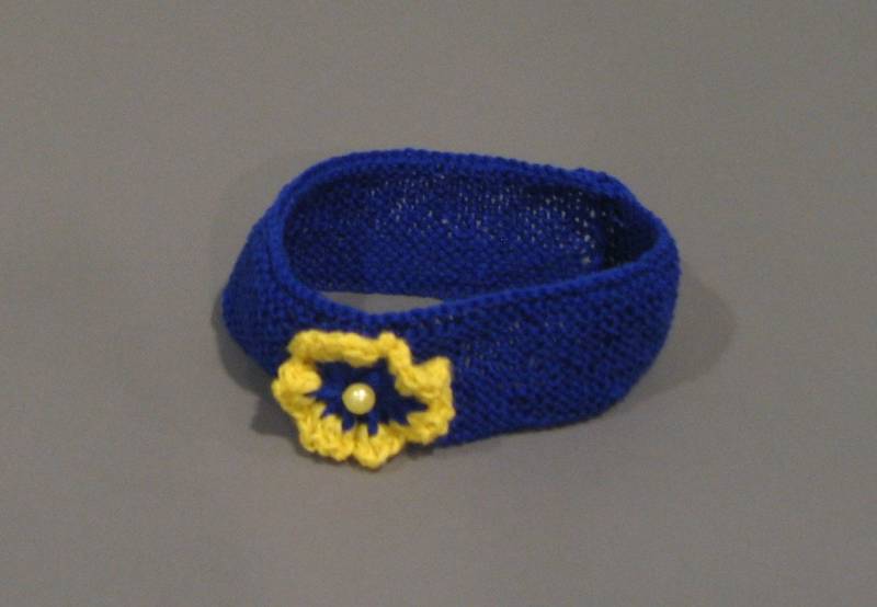 Baby Mädchen Stirnband, Royal Blau Stirnband Mit Blumen, Gelber Blume - Lk114 von Etsy - LenasKnitting