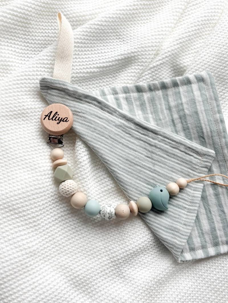 Personalisierte Schnullerkette -Geschenk Zur Ostern, Geburt Oder Taufe - Mit Vogel in Blau Mit Namen von Etsy - LeukkStudio