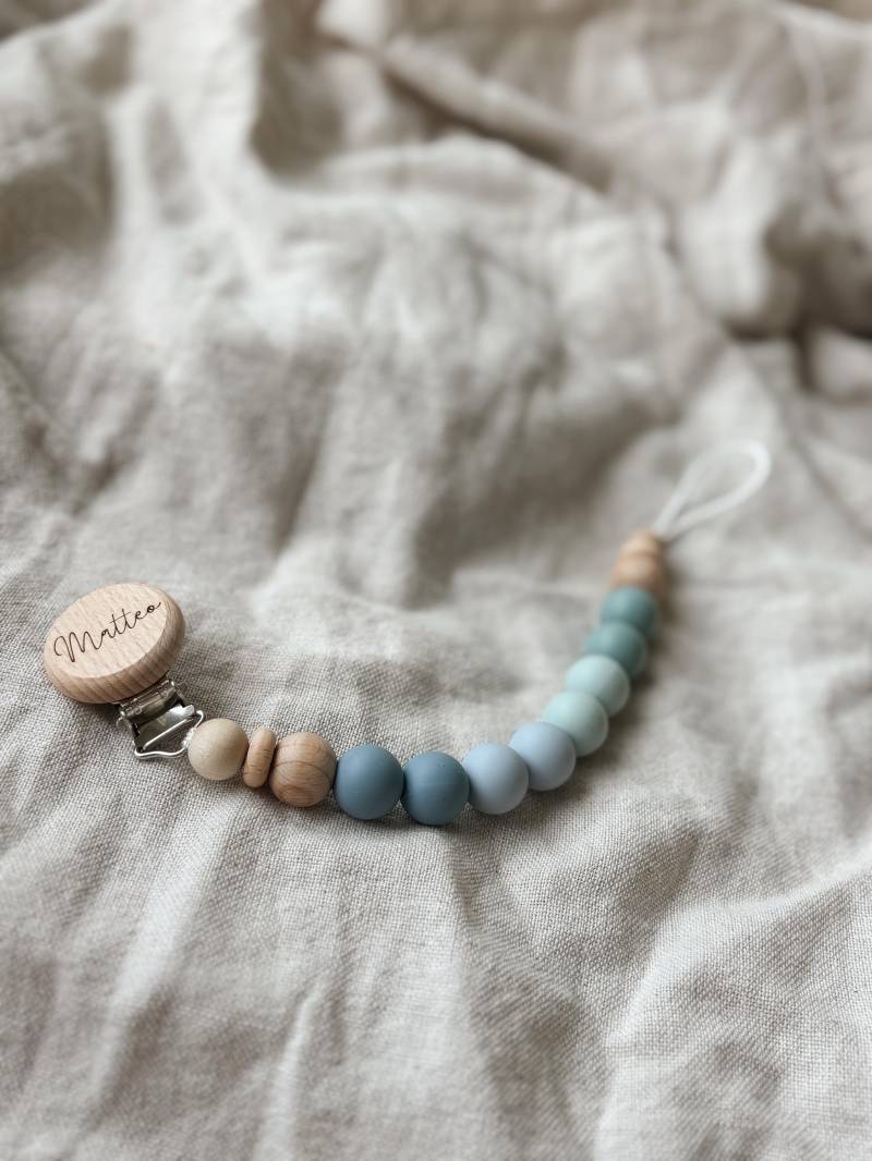 Schnullerkette Mit Namen- Personalisiert - Blau Geschenk Geburt von Etsy - LeukkStudio