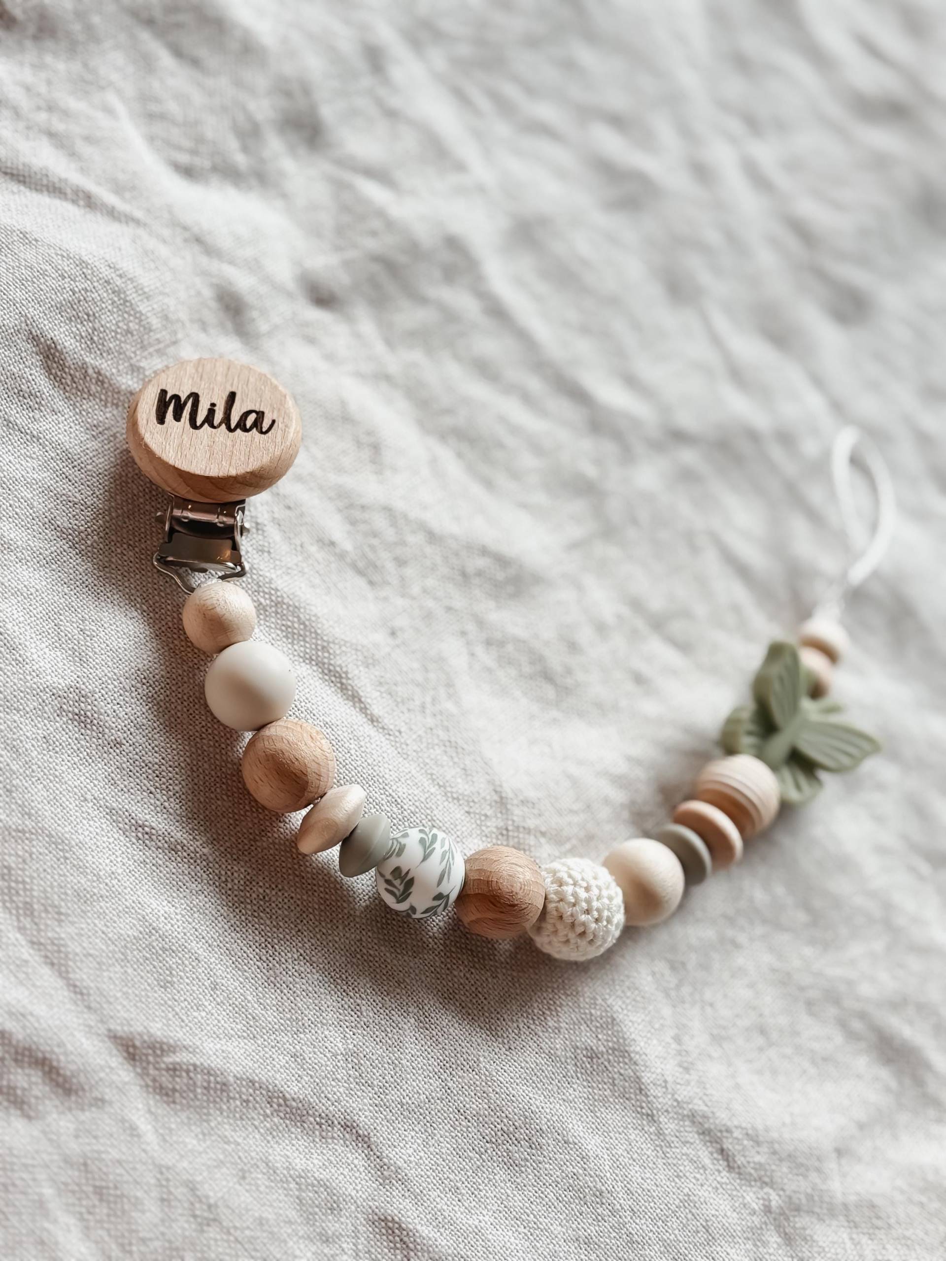 Schnullerkette Mit Namen Personalisiert - Grün Geschenk Geburt von Etsy - LeukkStudio