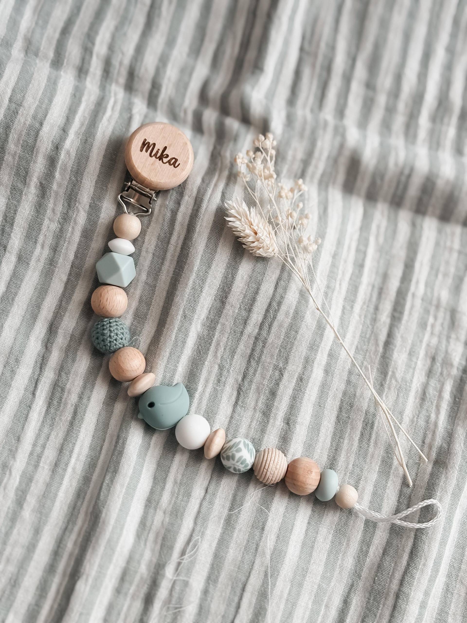 Schnullerkette Mit Namen Personalisiert - Vogel Blau Geschenk Idee von Etsy - LeukkStudio