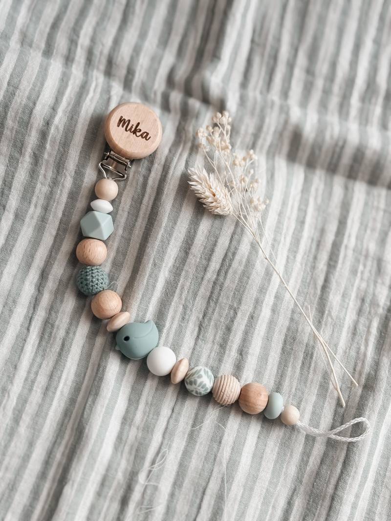Schnullerkette Mit Namen Personalisiert - Vogel Blau Geschenk Idee von Etsy - LeukkStudio