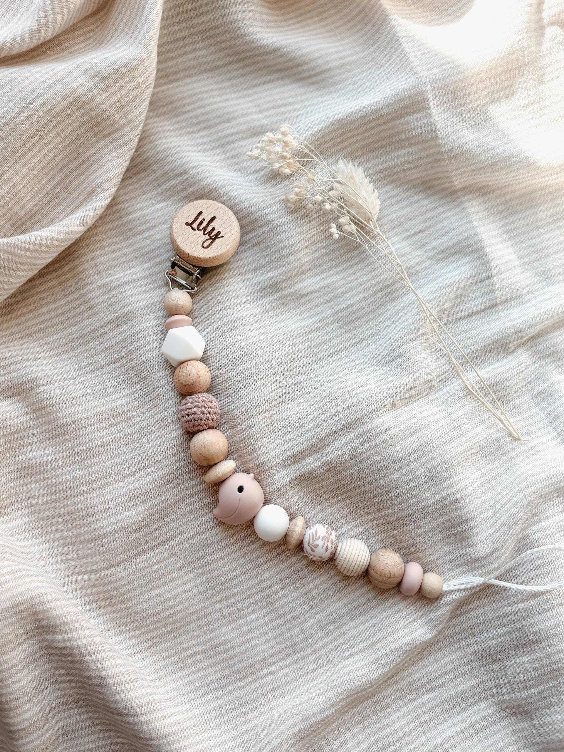 Schnullerkette Mit Namen Personalisiert - Vogel Rosa Geschenk Idee von Etsy - LeukkStudio