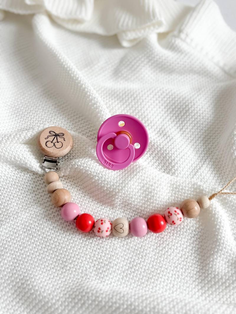 Schnullerkette Mit Namen Personalisiert in Rosa Kirschen Für Mädchen Als Geschenk Zur Geburt Oder Taufe von Etsy - LeukkStudio