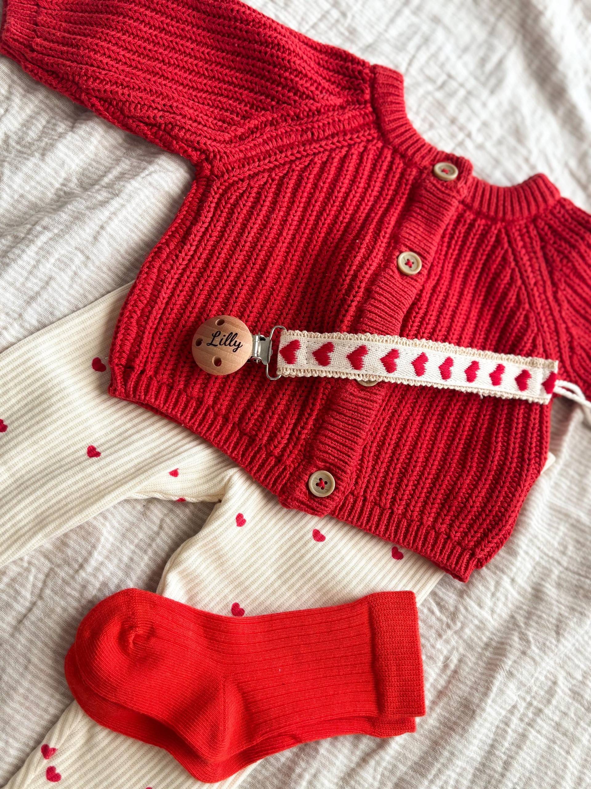 Schnullerkette Personalisiert Mit Namen- Aus Stoff Herzchen - Geschenke Zur Geburt, Taufe Valentinstag von Etsy - LeukkStudio