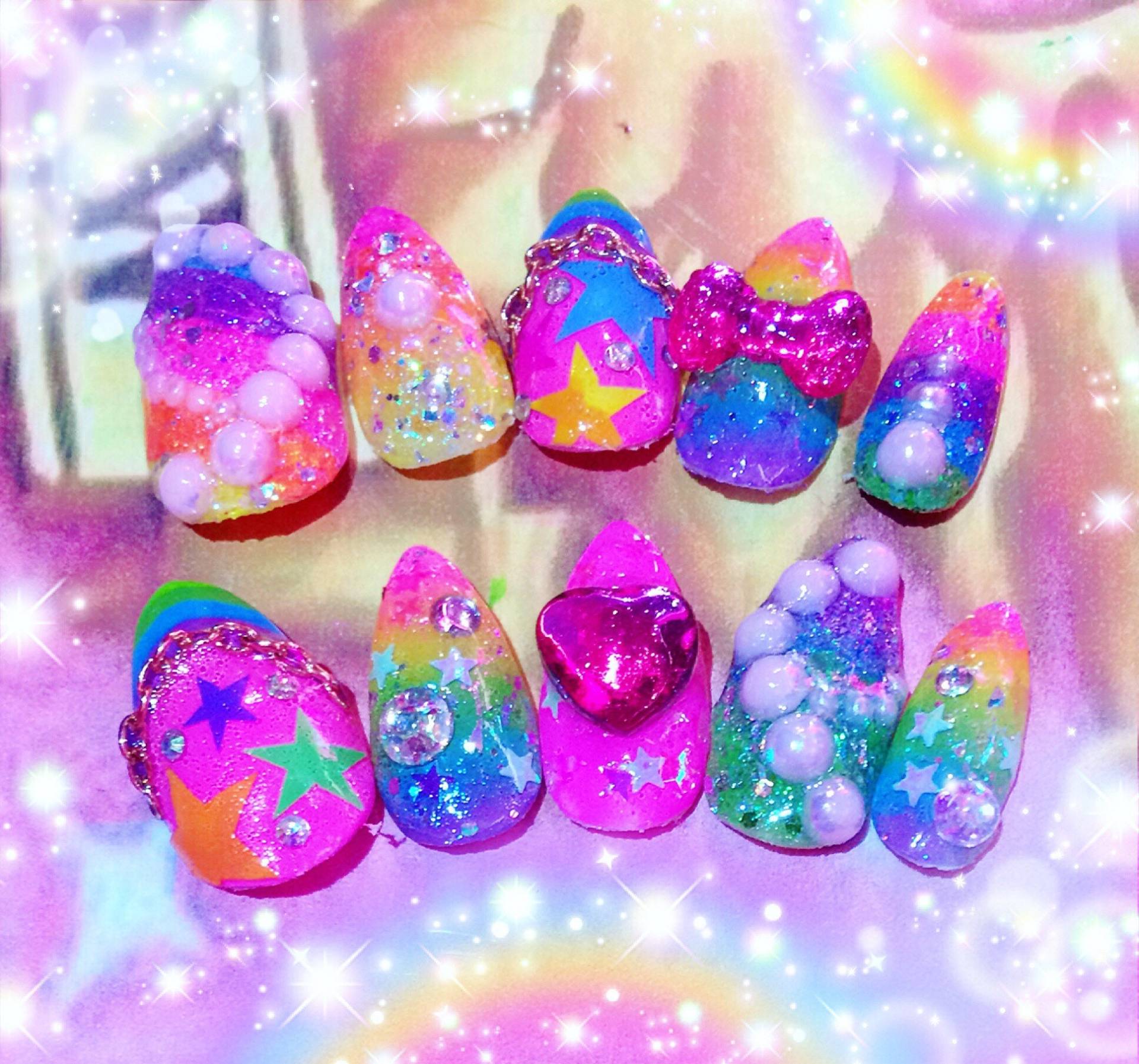 Rainbow Glitter Star Decora Party Kei Nägel von Etsy - LhouraiisShop