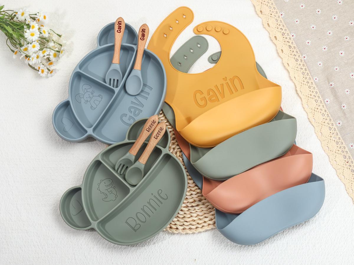 Engraved Baby Plate & Spoon, Custom Silicone Feeding Set, Weaning Gift, Shower & Birthday Gift Engraved Baby Plate & Spoon, Custom Silicone Feeding Set, Weaning Gift, Shower & Birthday Gift von Etsy - Lianetze