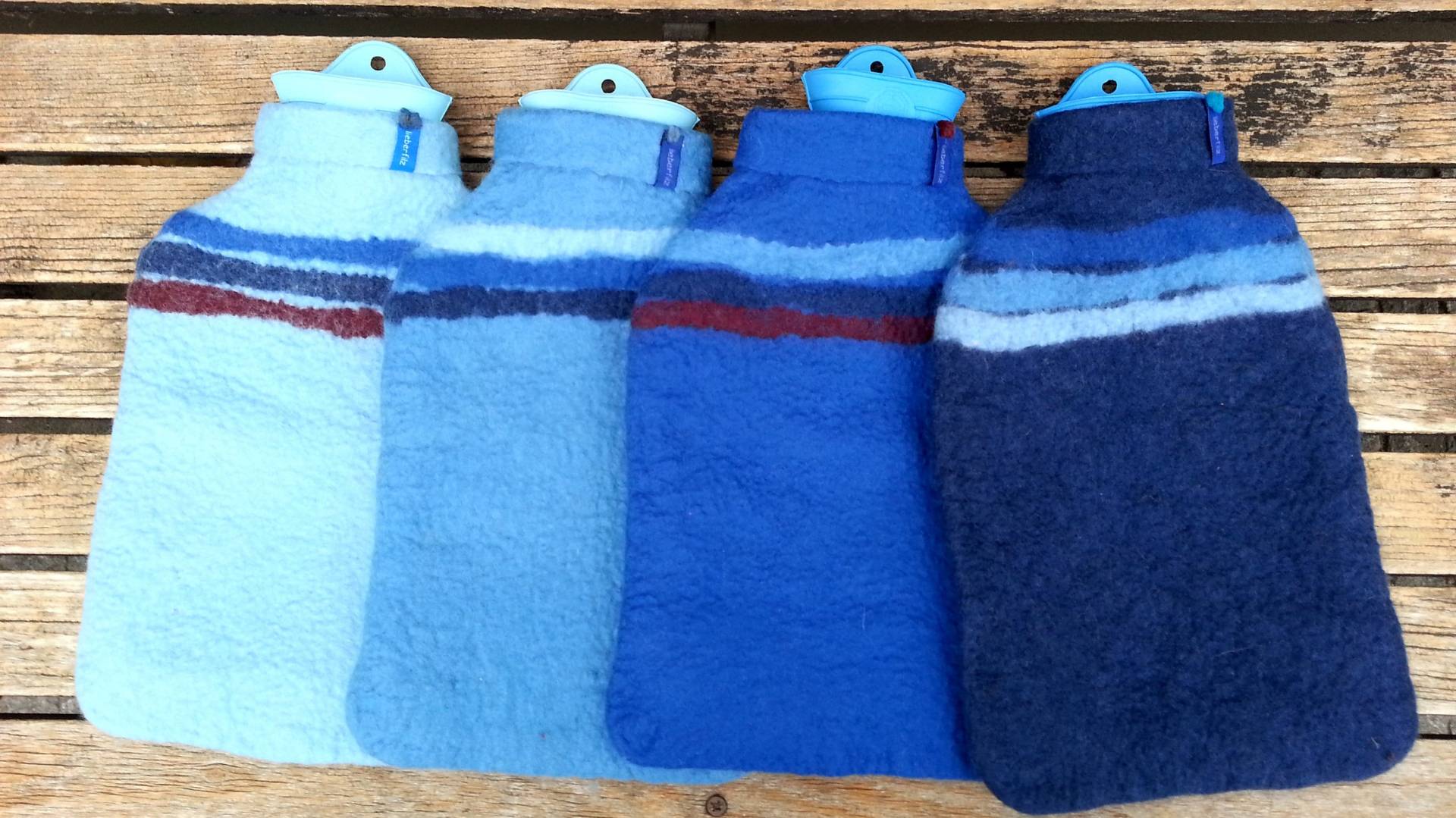Wärmflasche Mit Filzbezug, Gestreift, Blau von Etsy - Lieberfilz