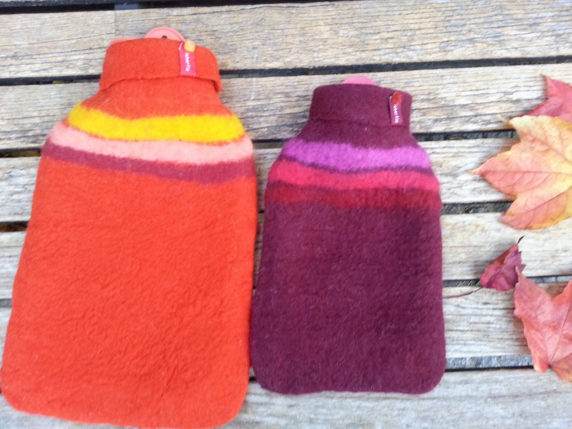 Wärmflasche Mit Filzbezug, Gestreift, Rot von Etsy - Lieberfilz