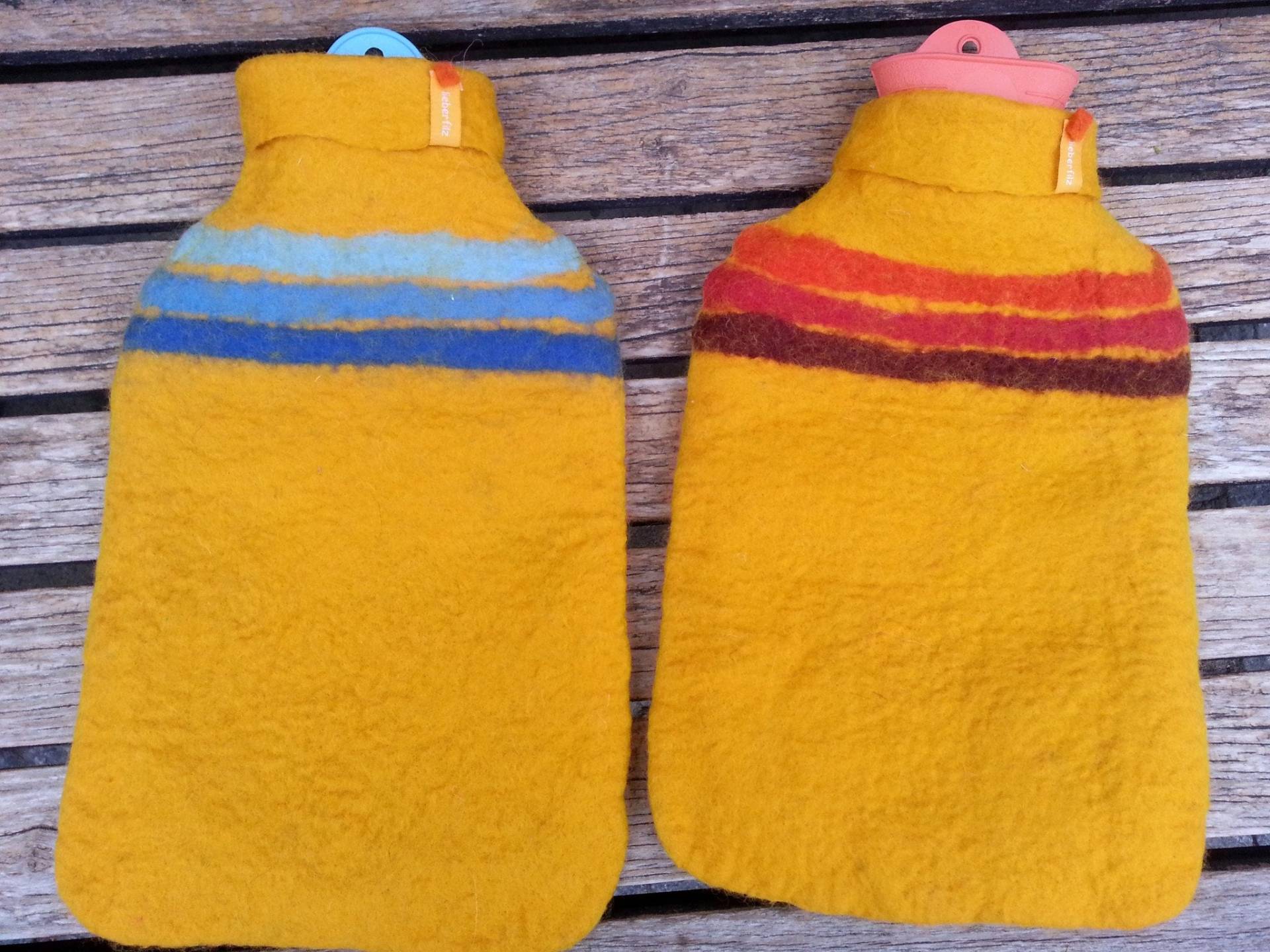 Wärmflasche Mit Filzbezug, Streifen, Orange Und Gelb von Etsy - Lieberfilz