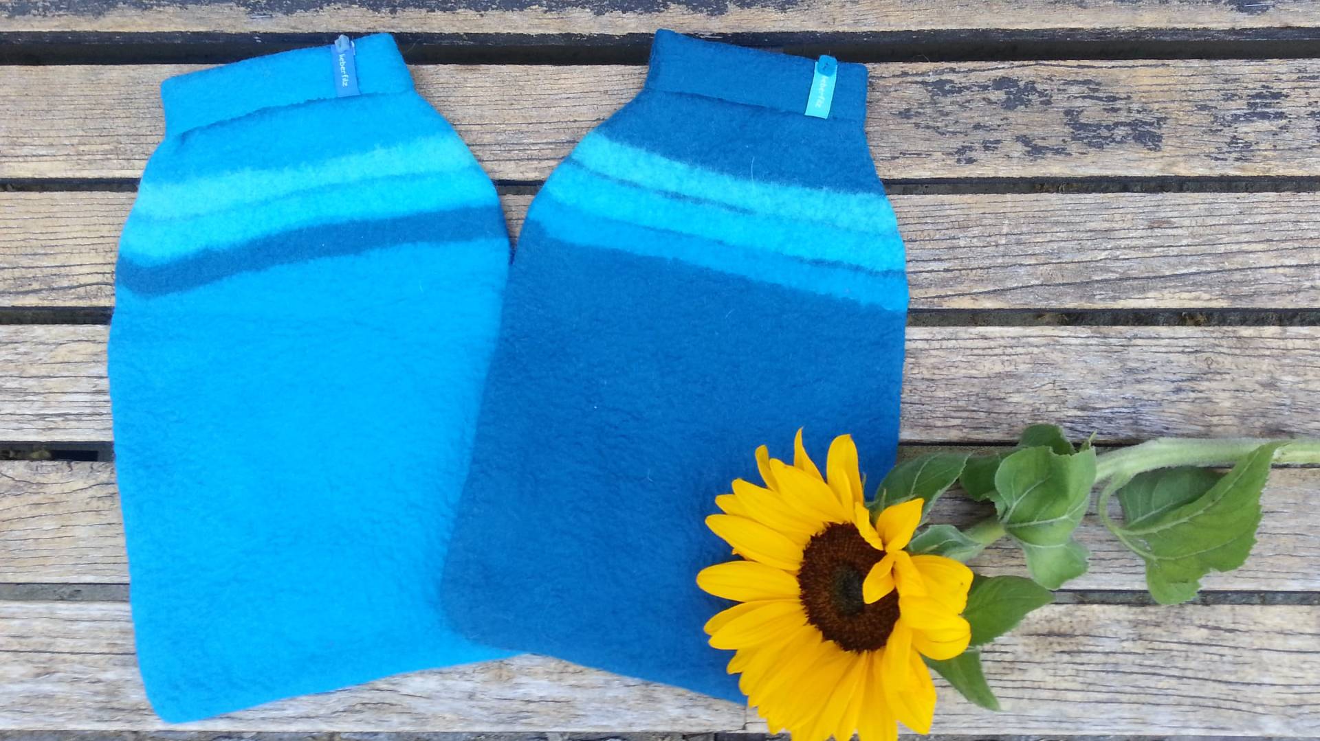 Wärmflasche Mit Filzbezug, Streifen, Türkis von Etsy - Lieberfilz