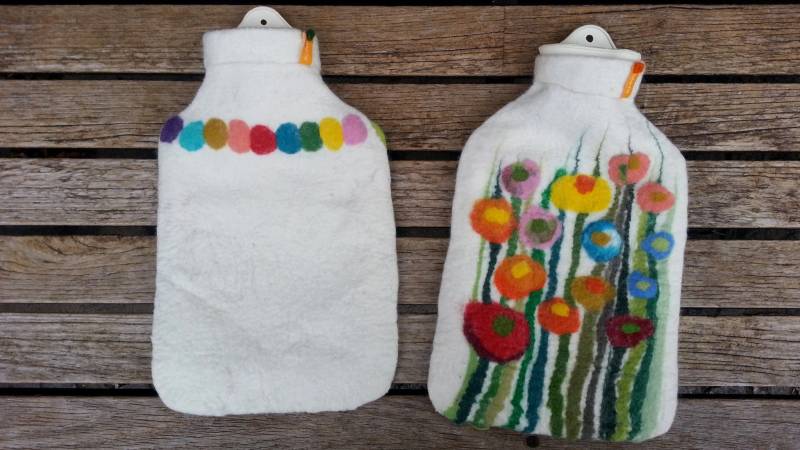 Wärmflasche Mit Gefilzter Hülle, Weiss von Etsy - Lieberfilz