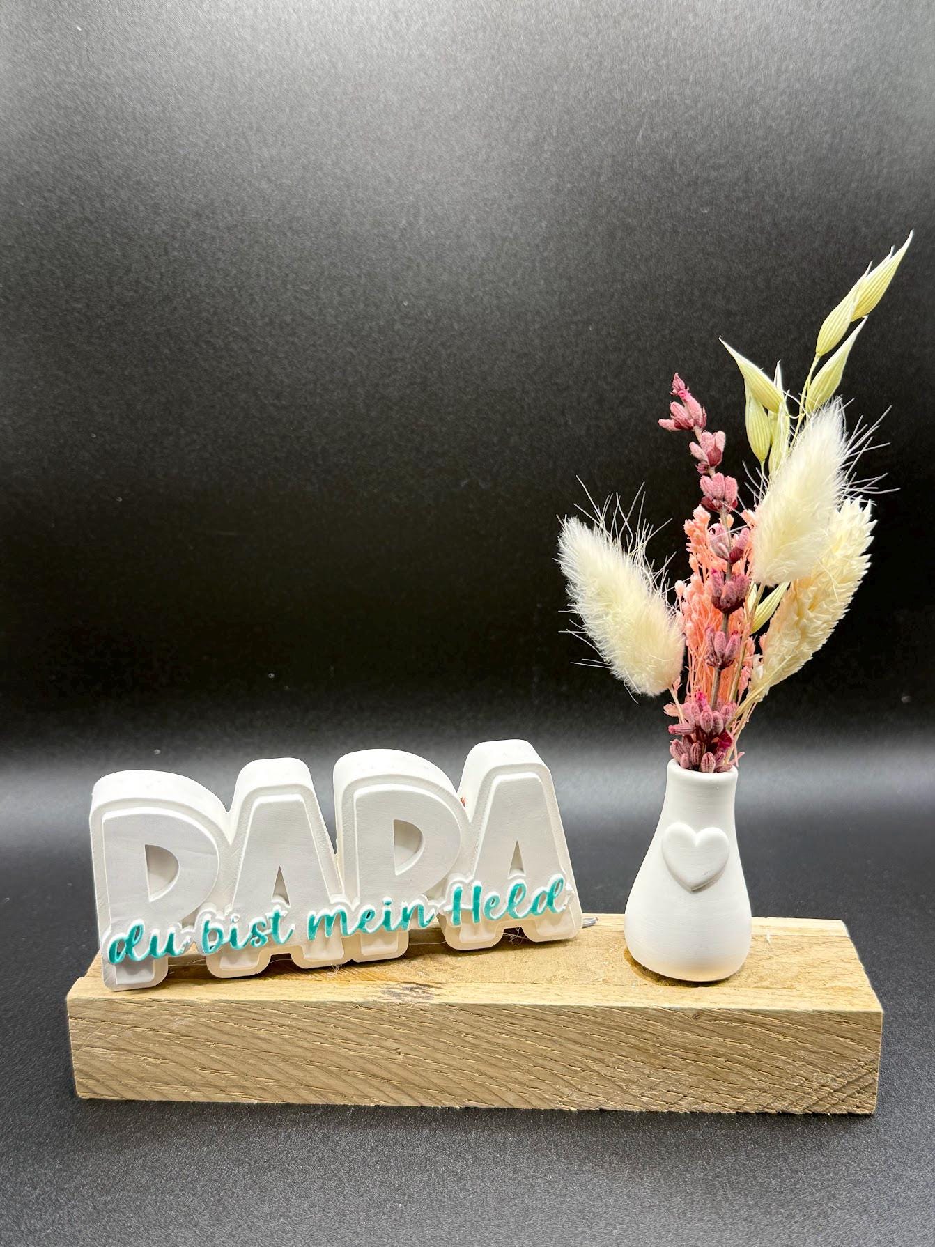 Geschenk Für Mama Oder Papa Mit Vase & Trockenblumen | Kleines Dankeschön Aufsteller Aus Raysin Handgemachtes Mitbringsel von Etsy - LiebesschmiedeKreati