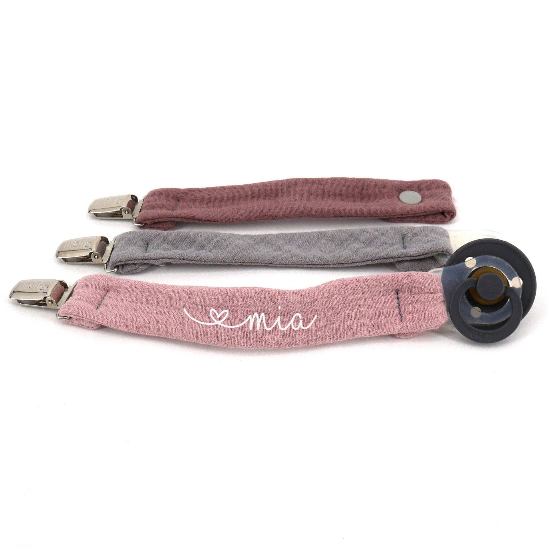Schnullerband Musselin Mit Personalisierung I Viele Farben Schriftauswahl Schnullerhalter Clip von Etsy - LilaliDE