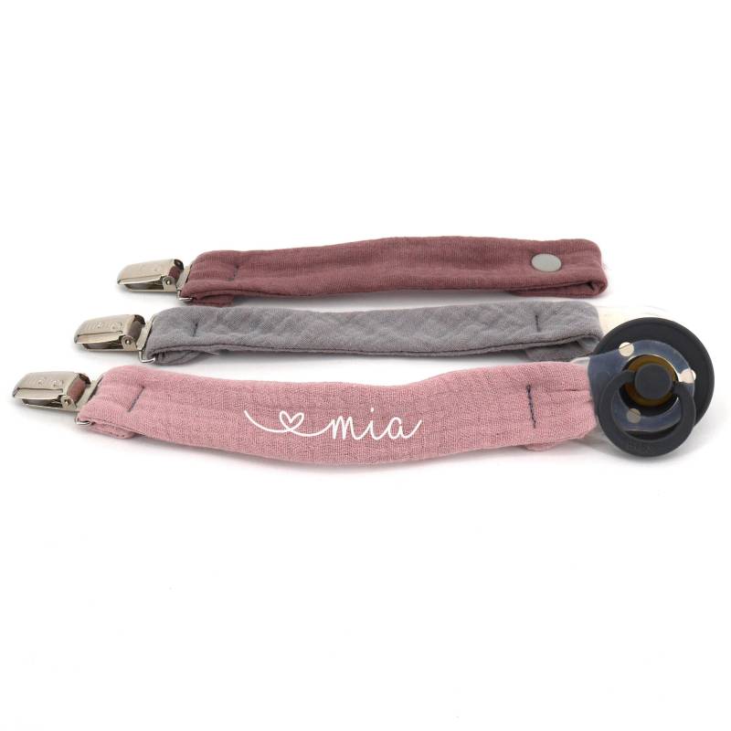 Schnullerband Musselin Mit Personalisierung I Viele Farben Schriftauswahl Schnullerhalter Clip von Etsy - LilaliDE