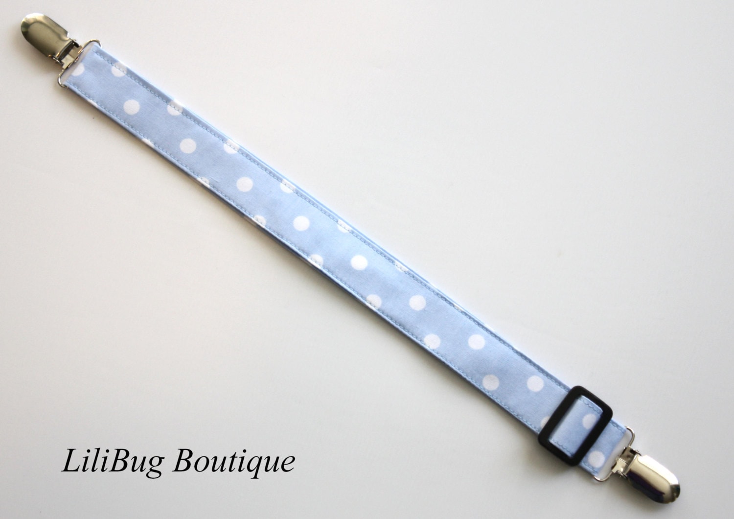 Lilibug Blau Weiß Punkte Verstellbare Still - Und Lätzchenklammer von Etsy - LiliBugBoutique