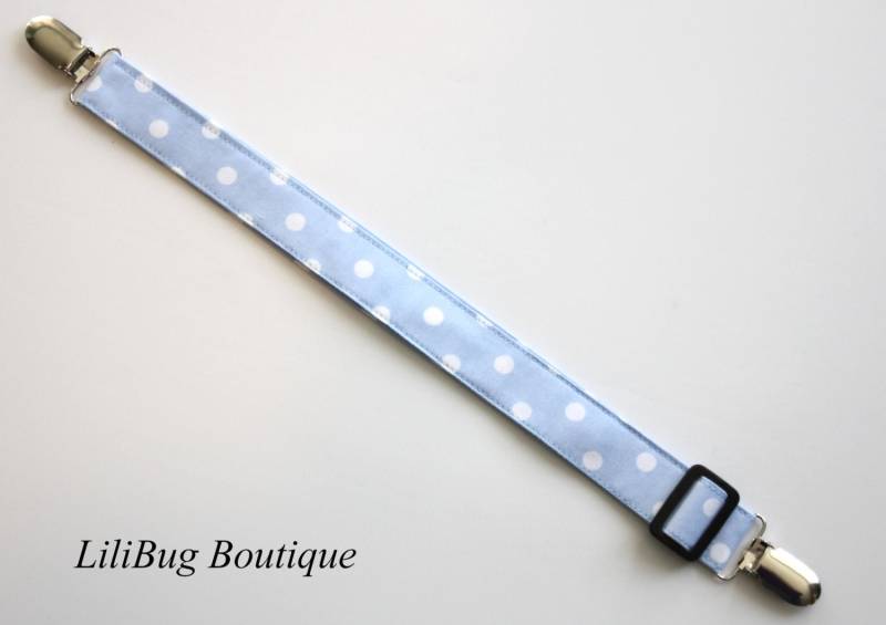 Lilibug Blau Weiß Punkte Verstellbare Still - Und Lätzchenklammer von Etsy - LiliBugBoutique