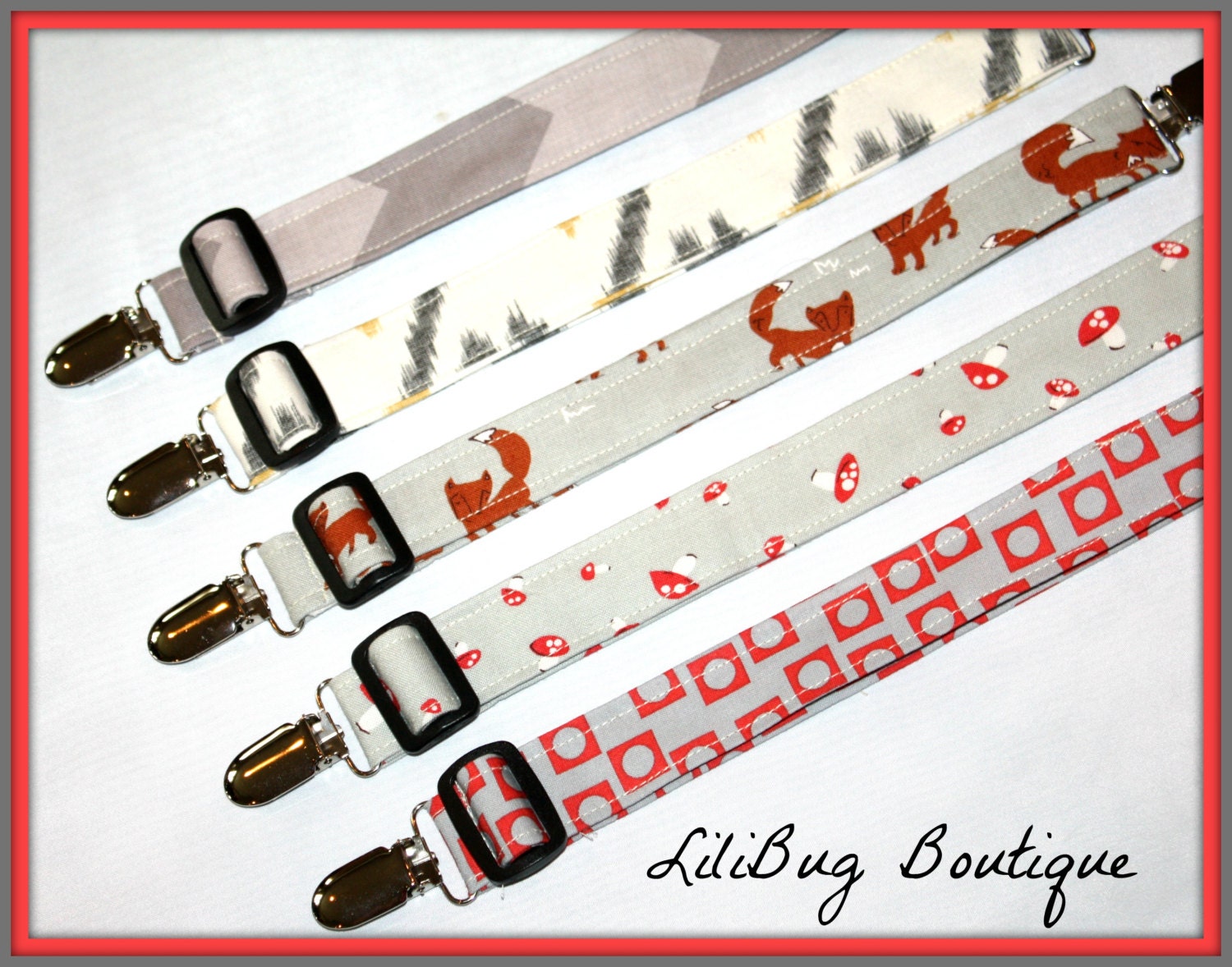 Lilibug You Pick Verstellbarer Still- Und Lätzchenclip - Rottöne Grautöne von Etsy - LiliBugBoutique