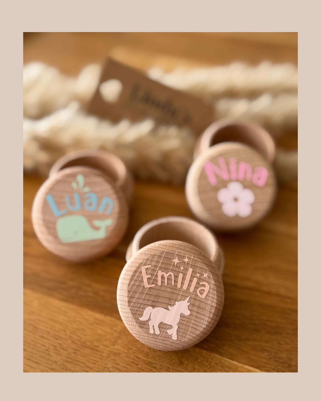 Milchzahndose Personalisiert Aus Holz Mit Namen Und Motiv Nach Wahl | Geschenk Einhorn, Wal, Blume von Etsy - LindasManufaktur