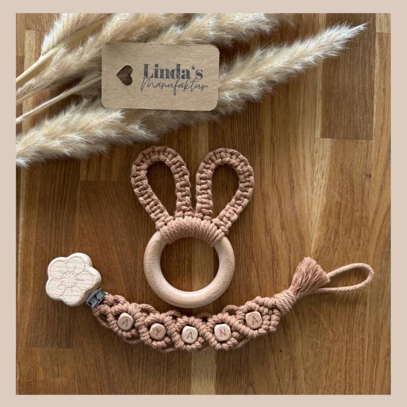 Schnullerkette + Greifling Set Mit Namen/Ohne Personalisiert von Etsy - LindasManufaktur