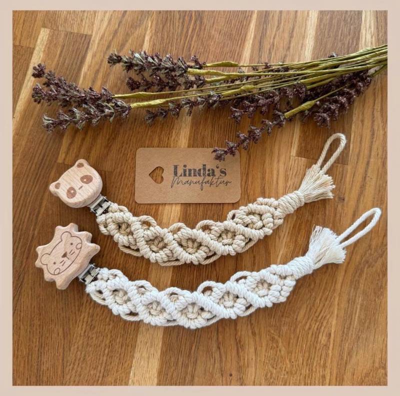 Schnullerkette Makramee Baumwolle Handmade von Etsy - LindasManufaktur