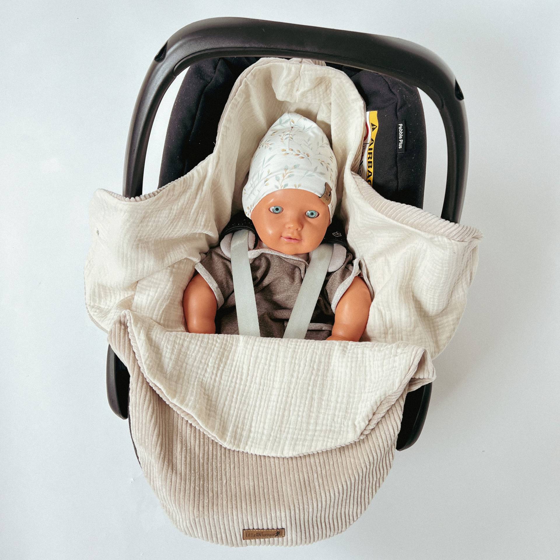 Einschlagdecke Cord/Musselin Beige Für Babyschale Mit 3-Punkt-Gurtsystemen von Etsy - LittleANTunique