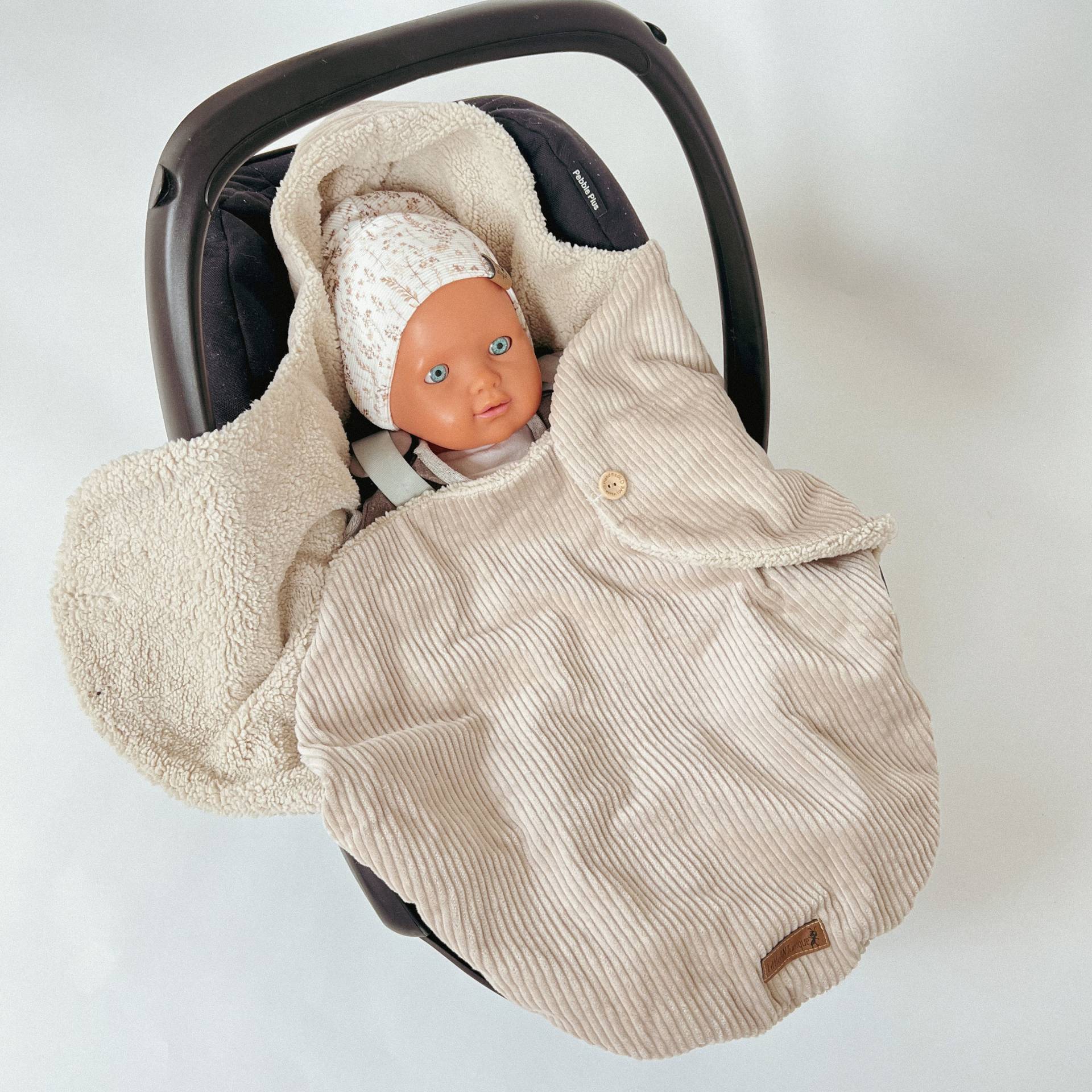 Einschlagdecke Cord/Teddy Beige Für Babyschale Mit 3-Punkt-Gurtsystemen von Etsy - LittleANTunique