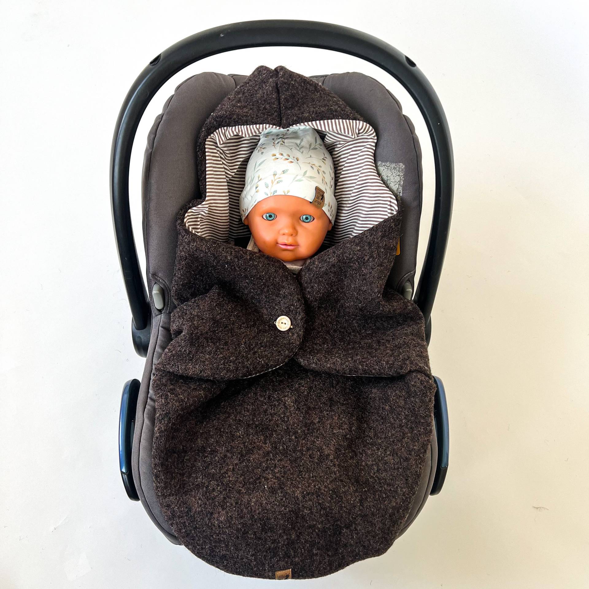 Einschlagdecke Wollwalk Braun Für Babyschale 3-Punkt-Gurtsystemen von Etsy - LittleANTunique