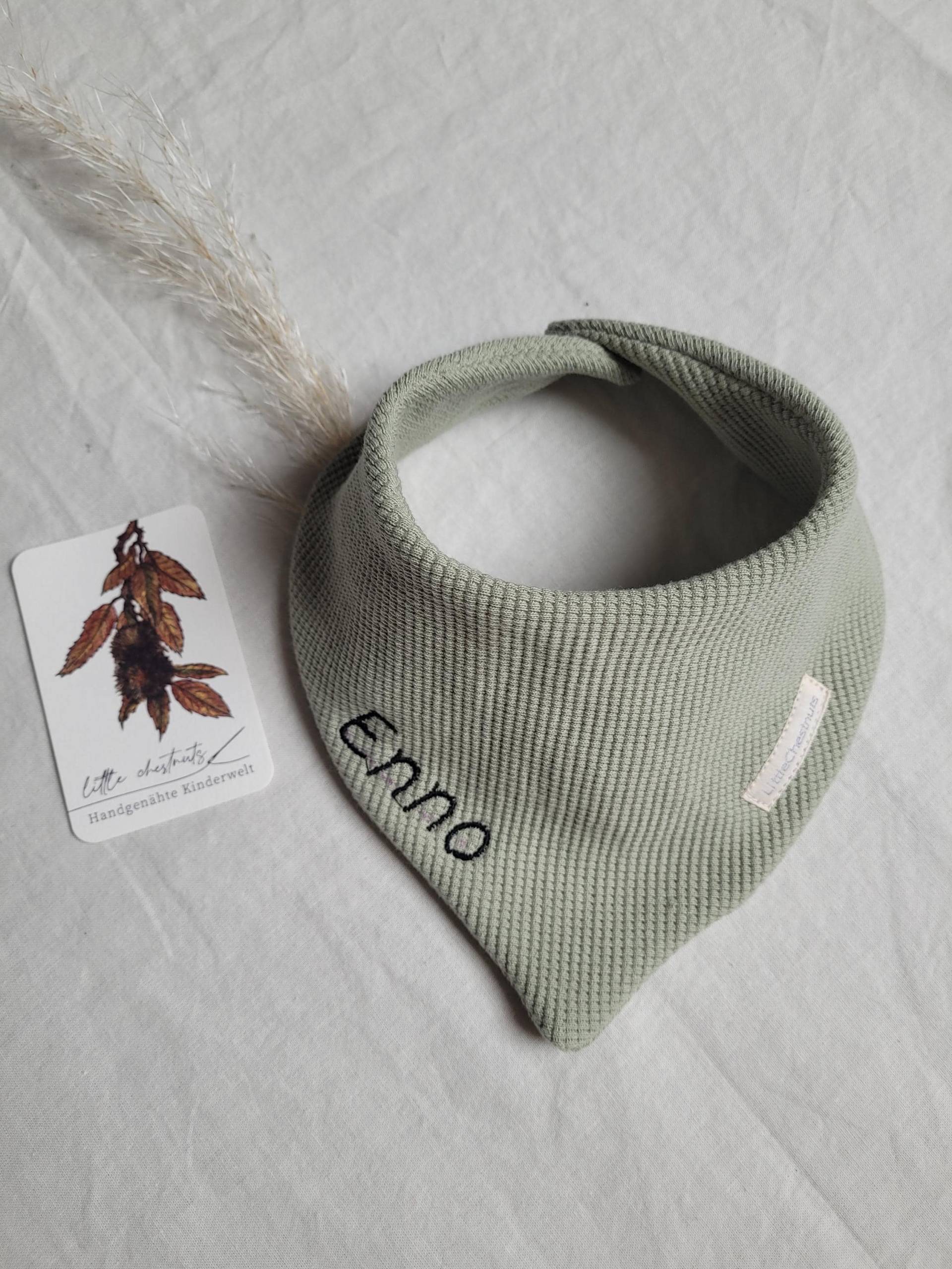 Halstuch Für Baby & Kleinkind Aus Waffeljersey in Bio-Qualität - Über Druckknöpfe Verstellbar Mintgrün Personalisierung Optional von Etsy - LittleChestnuts