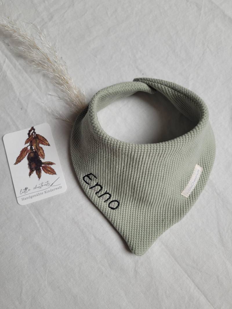 Halstuch Für Baby & Kleinkind Aus Waffeljersey in Bio-Qualität - Über Druckknöpfe Verstellbar Mintgrün Personalisierung Optional von Etsy - LittleChestnuts
