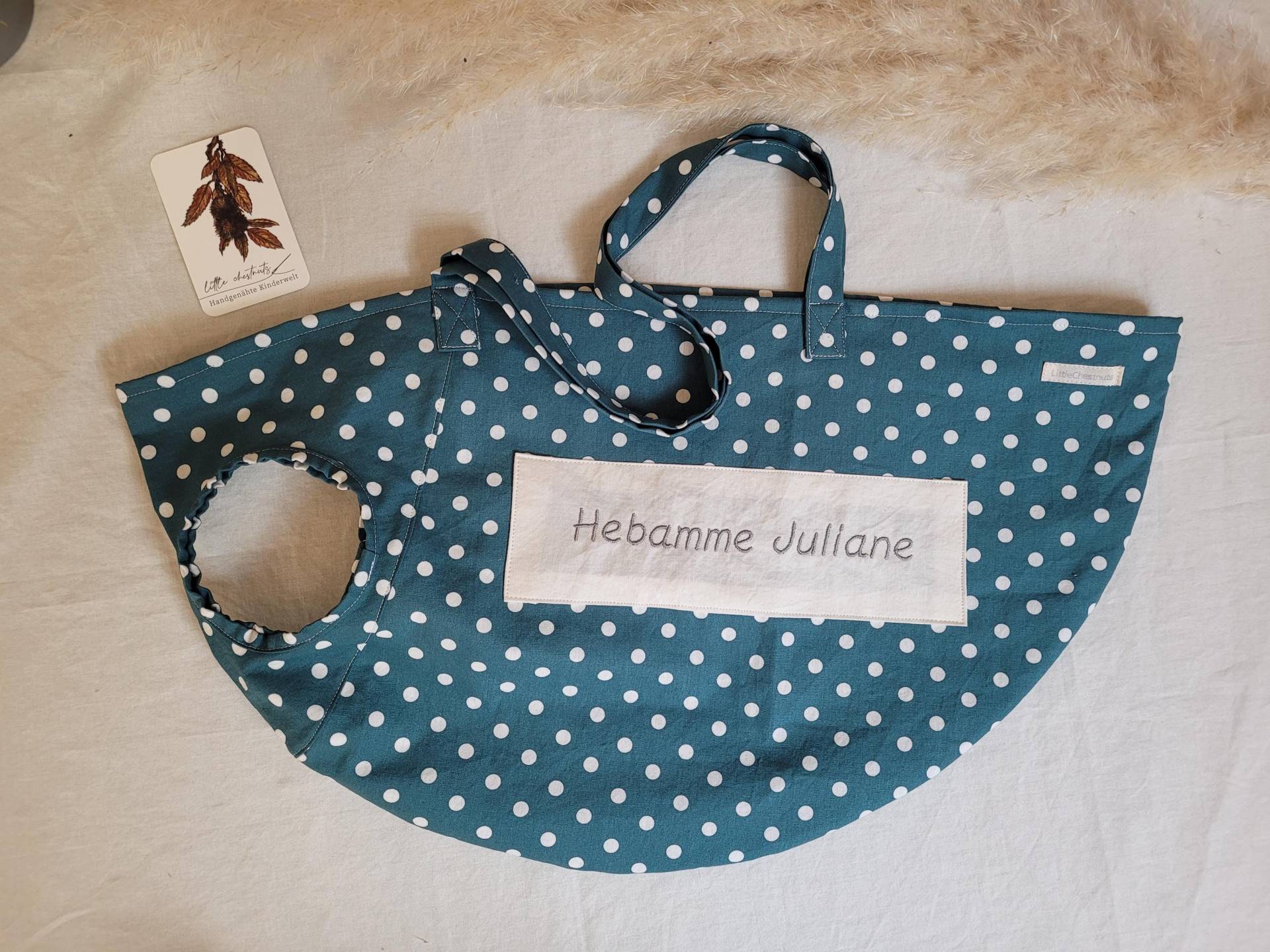 Personalisierte Wiegetasche/Wiegetuch Für Hebammen Aus 100% Baumwolle - Petrol Mit Großen Weißen Punkten Geschenkidee/Babywiegen von Etsy - LittleChestnuts