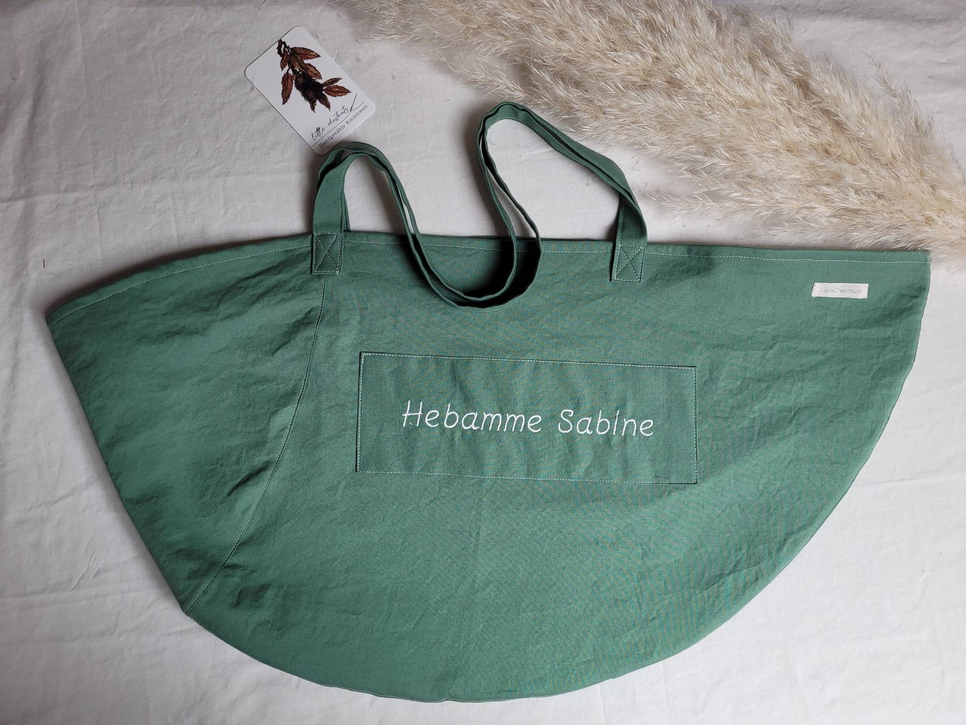 Personalisierte Wiegetasche/Wiegetuch Für Hebammen Aus Weichem U. Hautfreundlichem Fahnentuch - 100% Baumwolle Lindgrün Geschenkidee von Etsy - LittleChestnuts